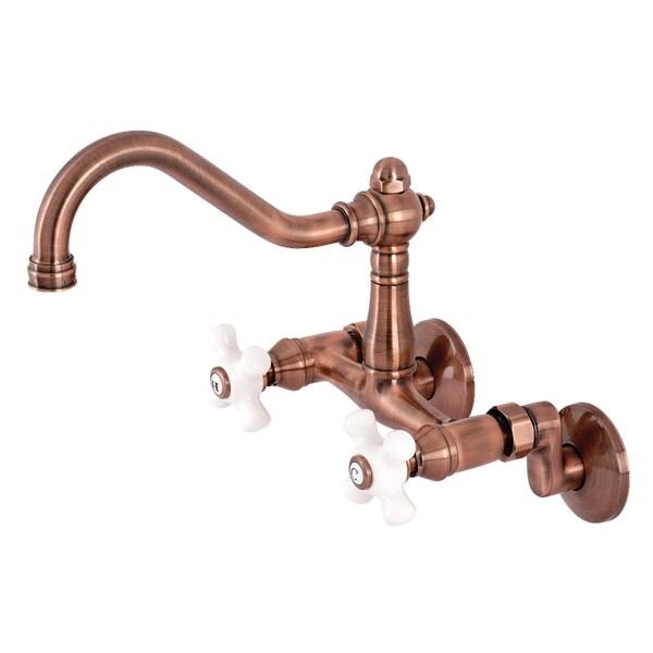 KS322PXAC Vintage 6" Adjustable Center Wall Mnt Kitchen Faucet, Copper